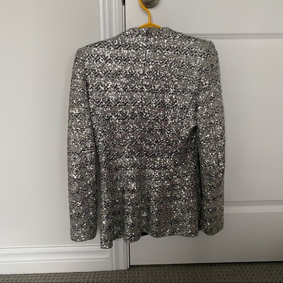 ZARA Silver Sequin Blazer - Picture 3 of 6